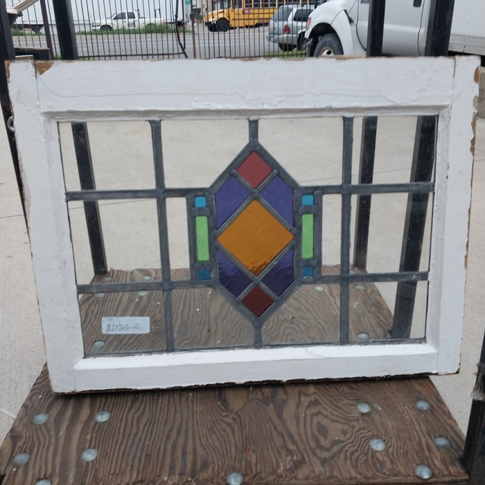 SMALL CENTER DIAMOND MULTICOLORED STAINED GLASS WINDOWS