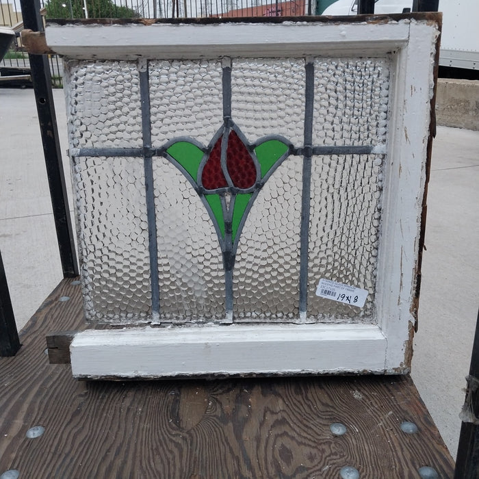 STAINED GLASS WINDOW MISSING PART OF FRAME