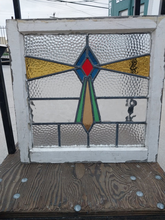 SQUARE MULTI COLORED CROSS STAINED GLASS WINDOWS