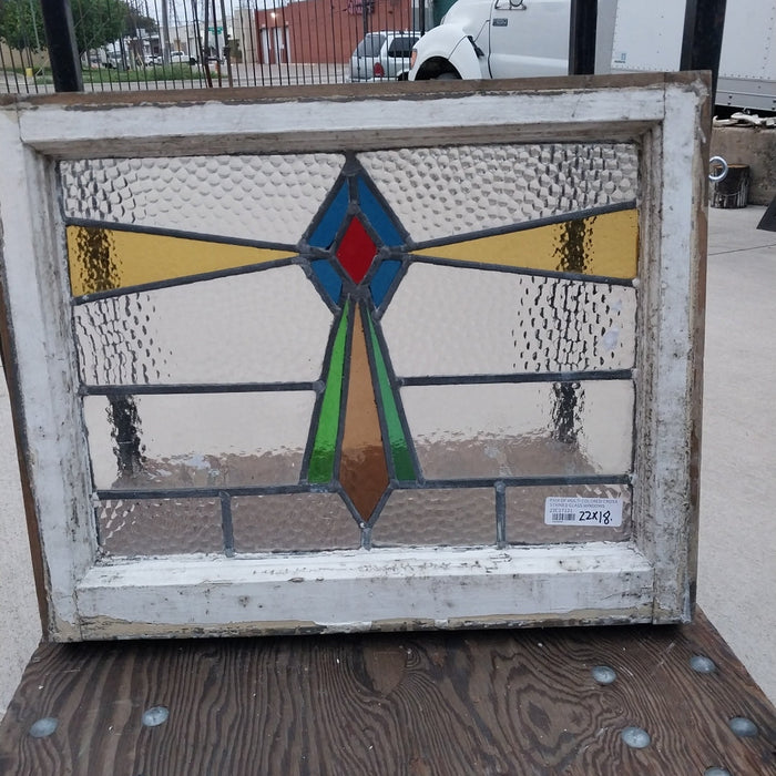 MULTI COLORED CROSS STAINED GLASS WINDOWS