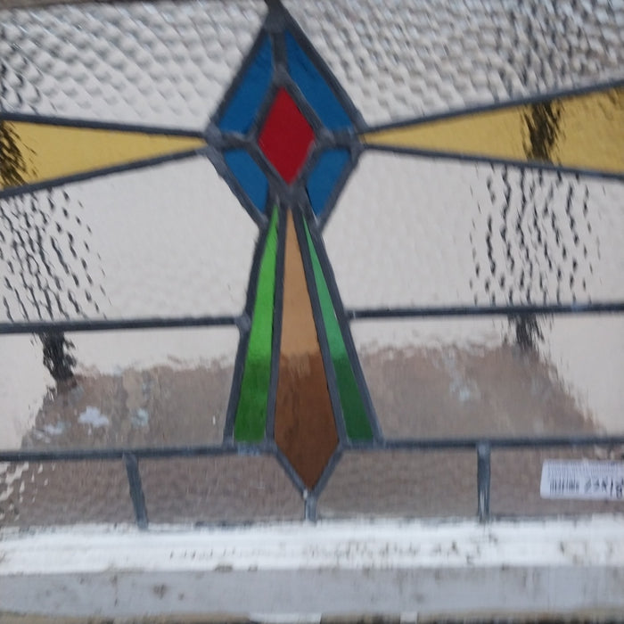 MULTI COLORED CROSS STAINED GLASS WINDOWS