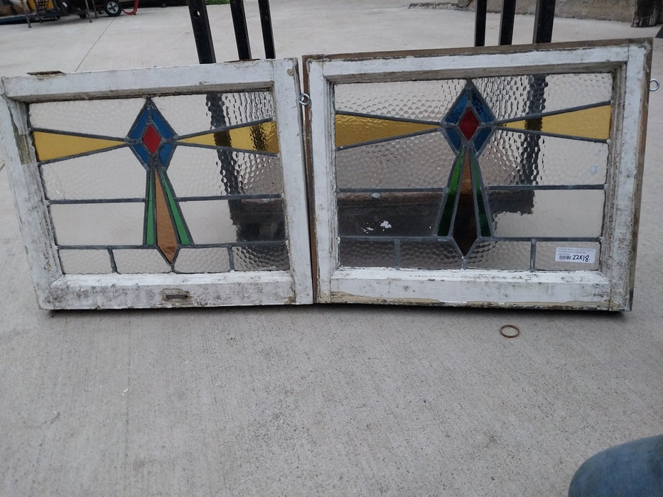 MULTI COLORED CROSS STAINED GLASS WINDOWS