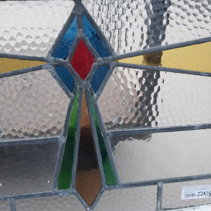 MULTI COLORED CROSS STAINED GLASS WINDOWS