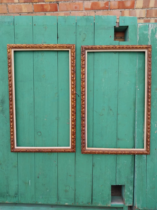 PAIR OF FRAMES BRONZE GOLD FINISH WITH THIN LINEN FILIT