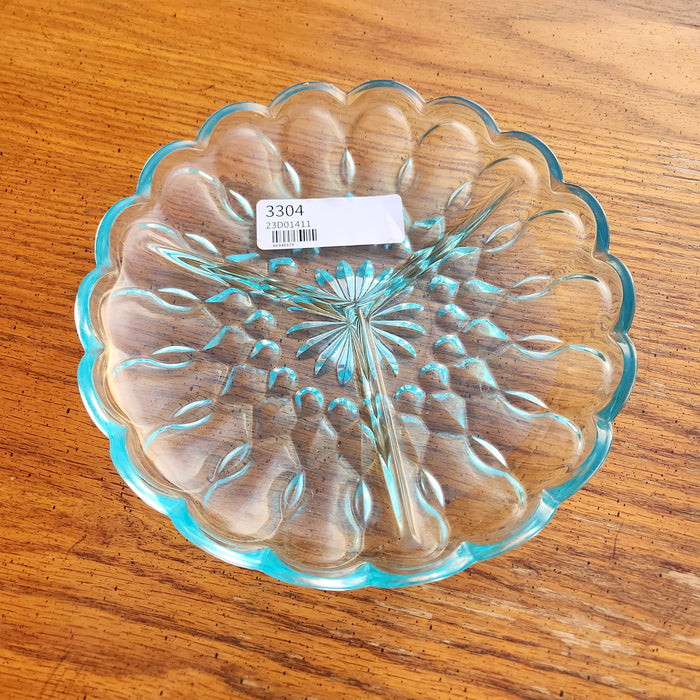 BLUE GLASS DIVIDED DISH