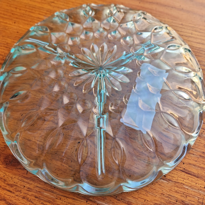 BLUE GLASS DIVIDED DISH