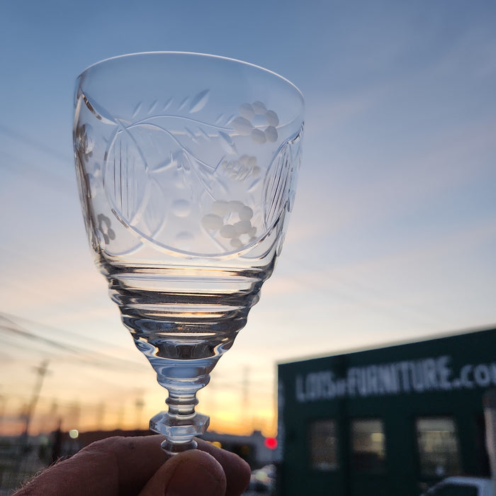 PAIR OF TALL ETCHED CRYSTAL  GOBLETS