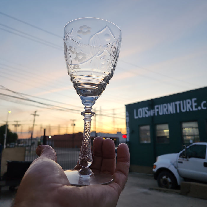 PAIR OF TALL ETCHED CRYSTAL  GOBLETS