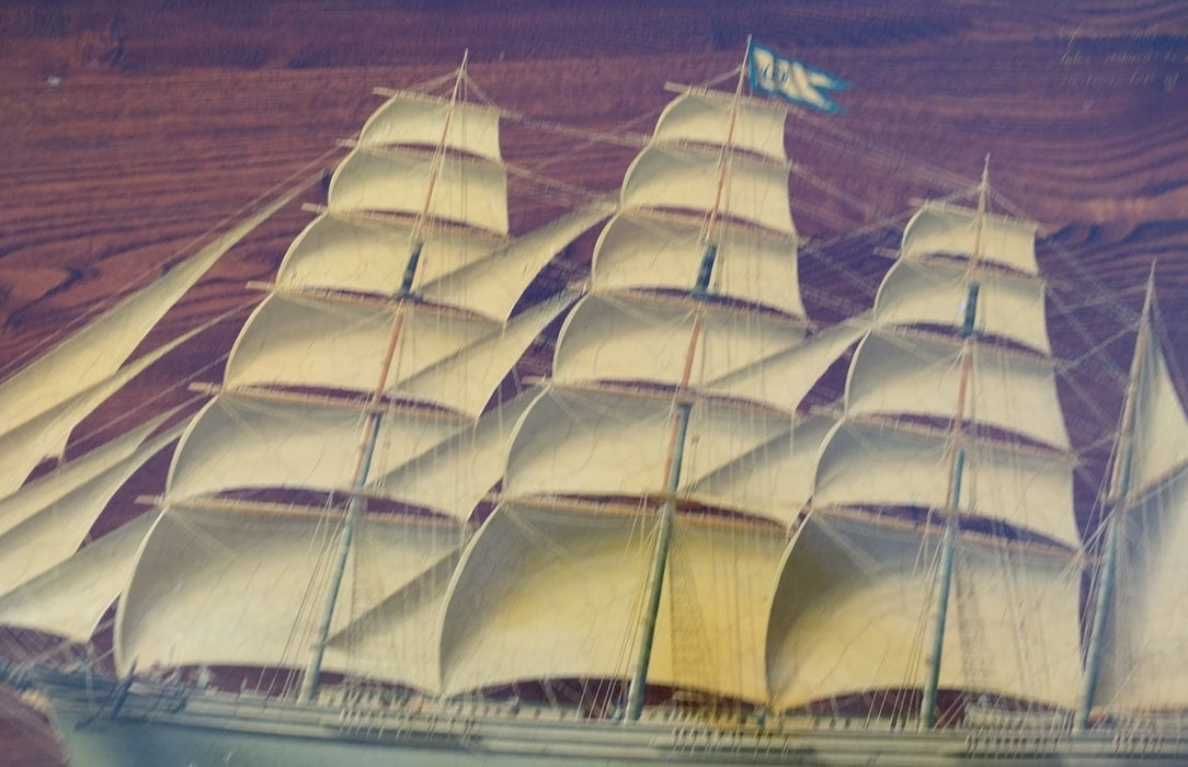 EARLY OIL PAINTING OF A CLIPPER SHIP ON BOARD