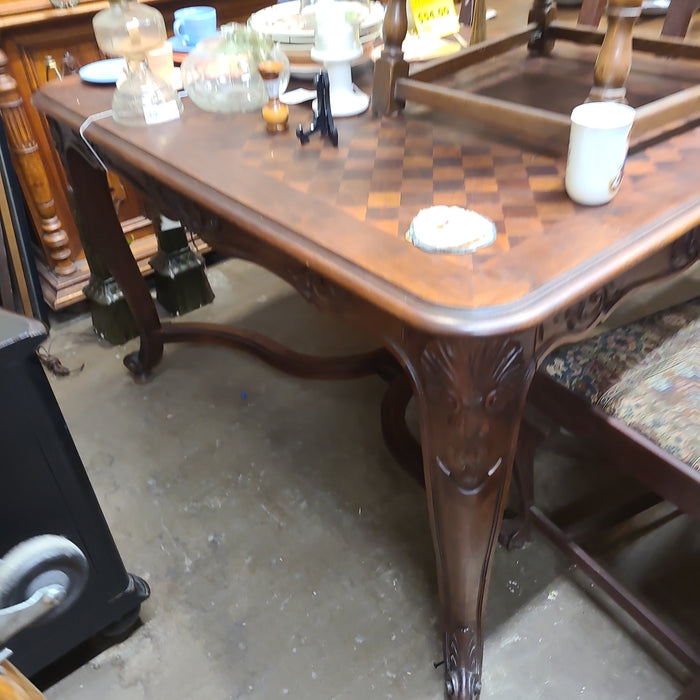 FRENCH LOUIS XV WALNUT PARQUET DINING TABLE