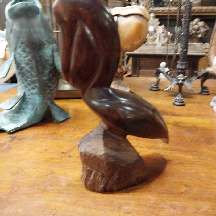 CARVED ROSEWOOD PELICAN
