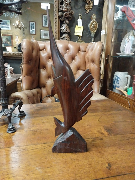 CARVED WOOD SAILFISH STATUE