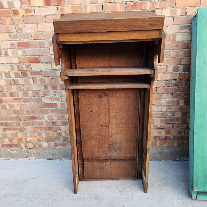 TALL OAK CARVED RELIGIOUS ALTAR PANEL MADE INTO PODIUM