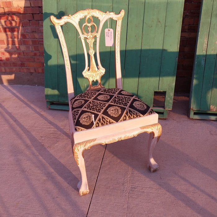 WHITE AND GOLD CHIPPENDALE CHAIR
