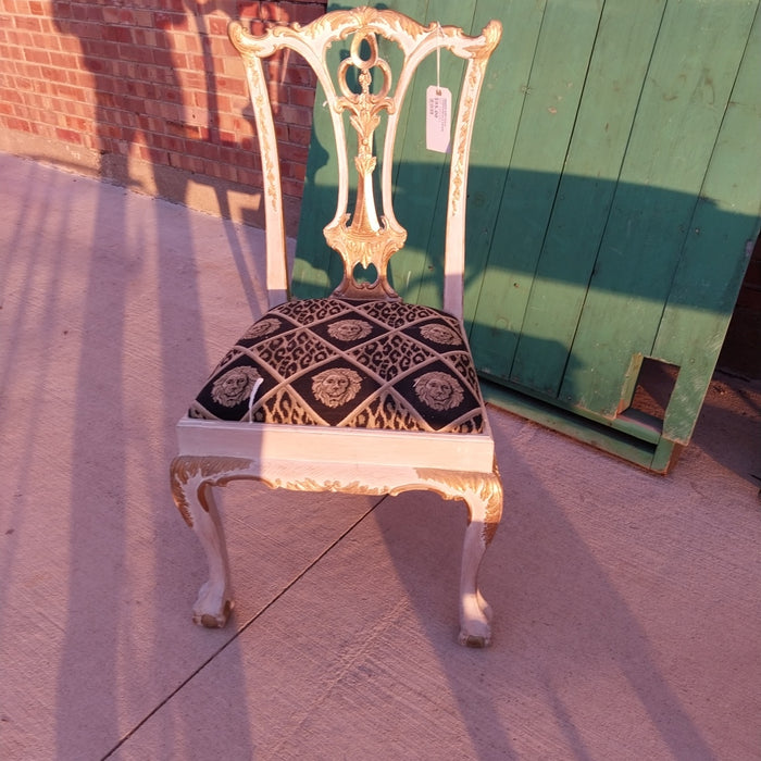 WHITE AND GOLD CHIPPENDALE CHAIR