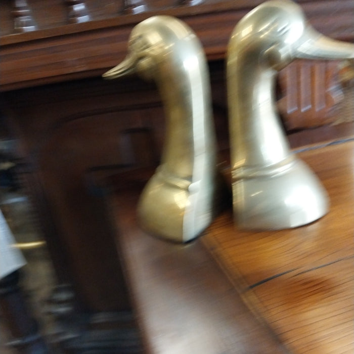 PAIR DUCK BRASS BOOKENDS