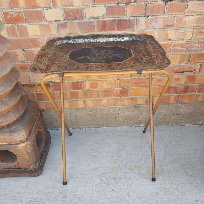 TV TRAY WITH KNIGHT ON HORSE-AS FOUND