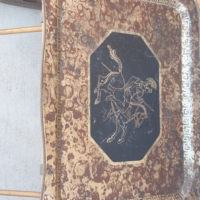 TV TRAY WITH KNIGHT ON HORSE-AS FOUND