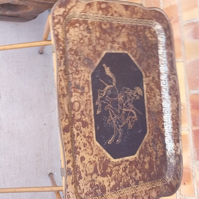 TV TRAY WITH KNIGHT ON HORSE-AS FOUND