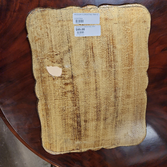 MEDIUM RED AND GOLD  FLORENTINE TRAY