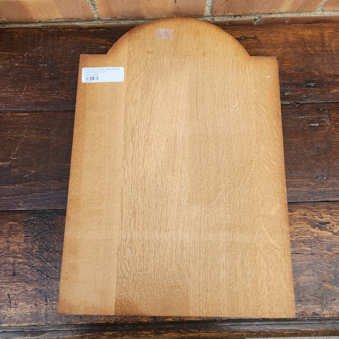HERALDIC KNIGHT AND SHIELD CARVED OAK PANEL