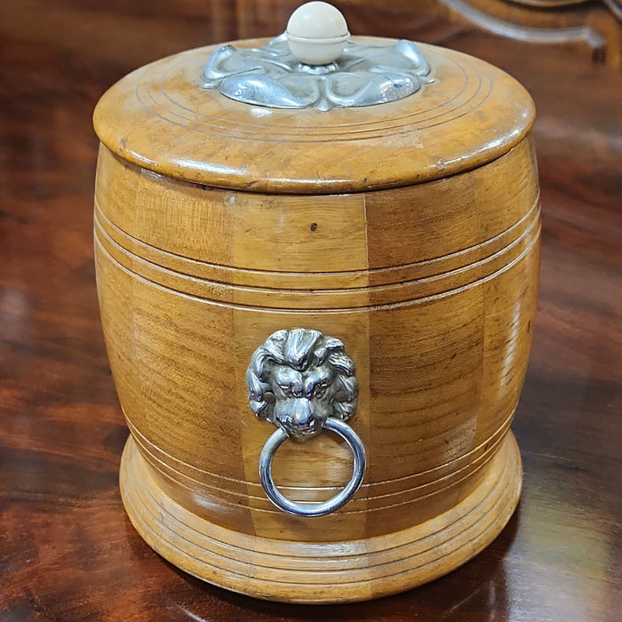 WOOD AND CHROME BISCUIT BARREL