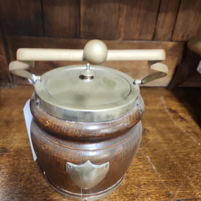 WOOD AND CHROME BISCUIT BARREL