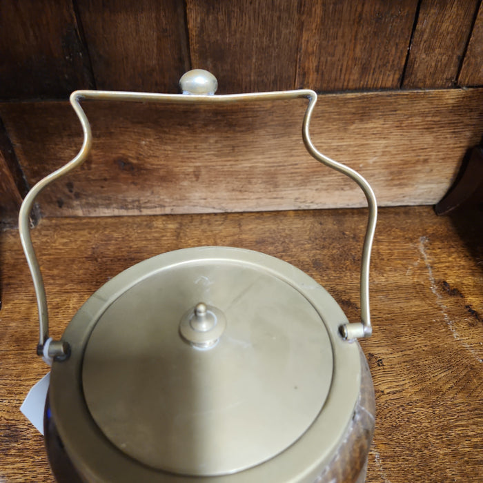 WOOD AND CHROME BISCUIT BARREL