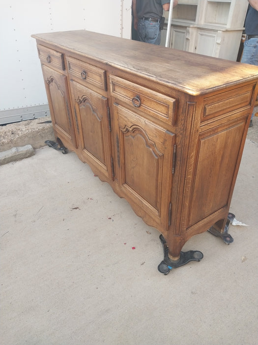 RUSTIC OAK PEGGED SIDEBOARD WITH ARCHED DOORS