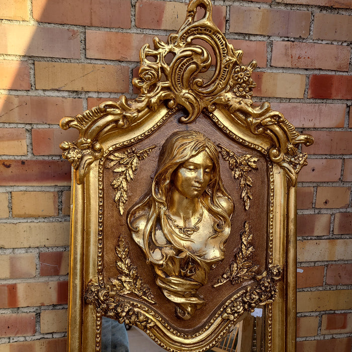 NARROW MIRROR WITH LADY AND GOLD SWAGS