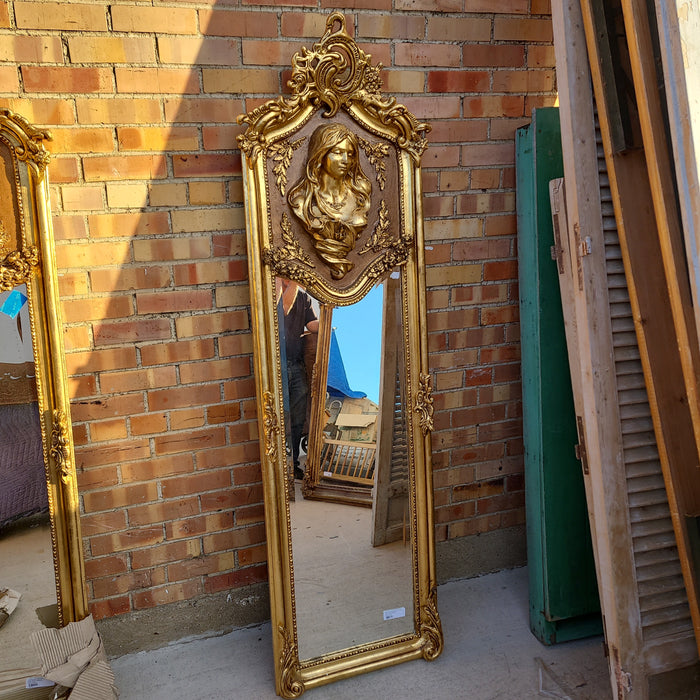 NARROW MIRROR WITH LADY AND GOLD SWAGS
