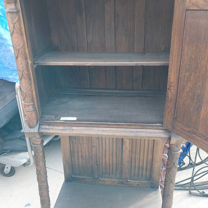 NEO GOTHIC LINEN FOLD AND TRACERY CARVED CABINET