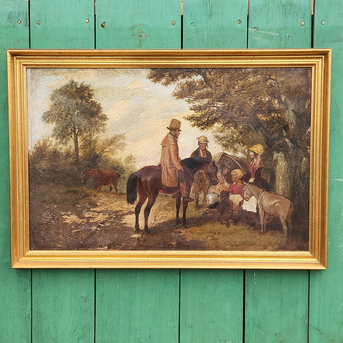MAN ON HORSE OIL PAINTING