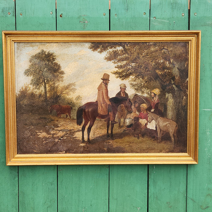 MAN ON HORSE OIL PAINTING
