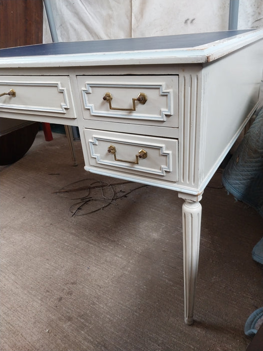 SMALL LOUIS XVI BLUE LEATHER PAINTED DESK