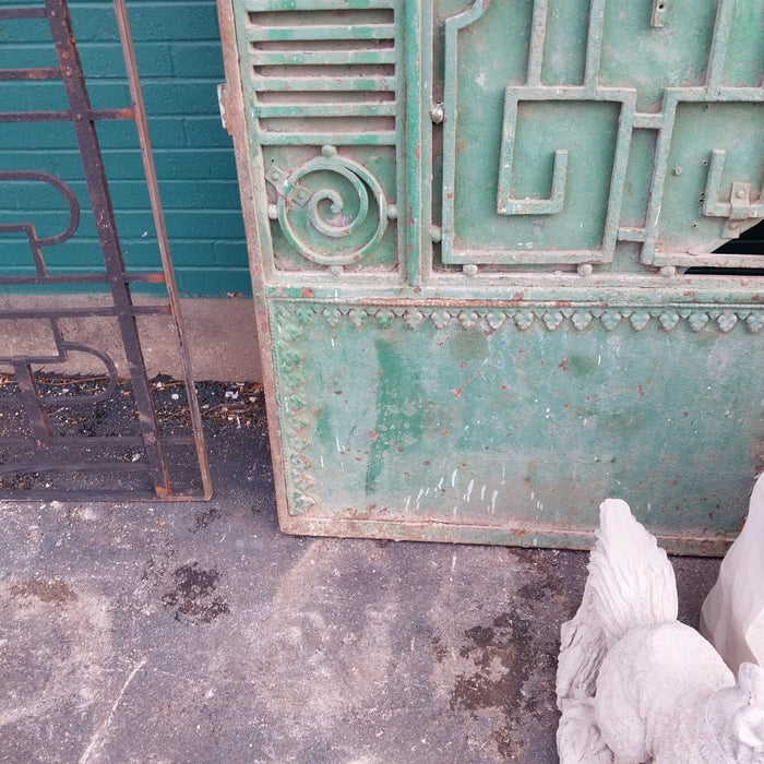 PAIR OF HUGE GREEN IRON GATES