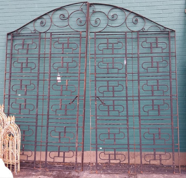 PAIR OF BLACK LARGE IRON GATES