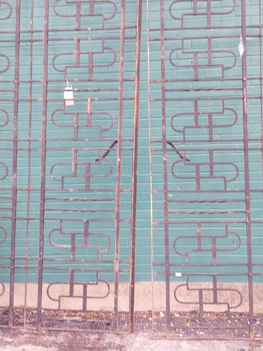 PAIR OF BLACK LARGE IRON GATES