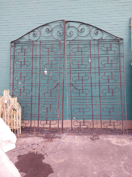 PAIR OF BLACK LARGE IRON GATES