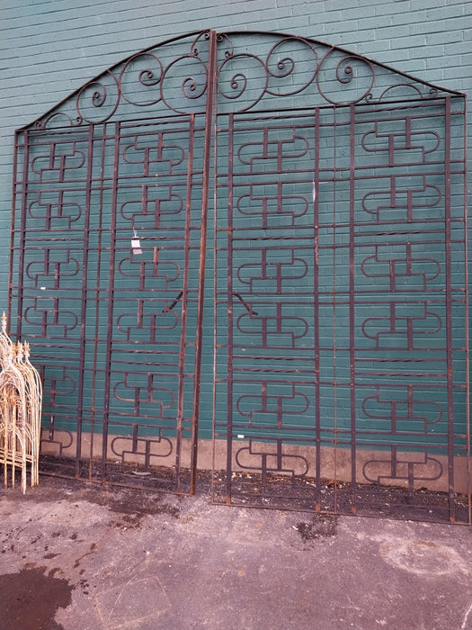 PAIR OF BLACK LARGE IRON GATES