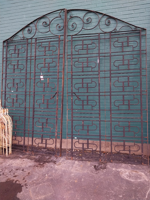 PAIR OF BLACK LARGE IRON GATES