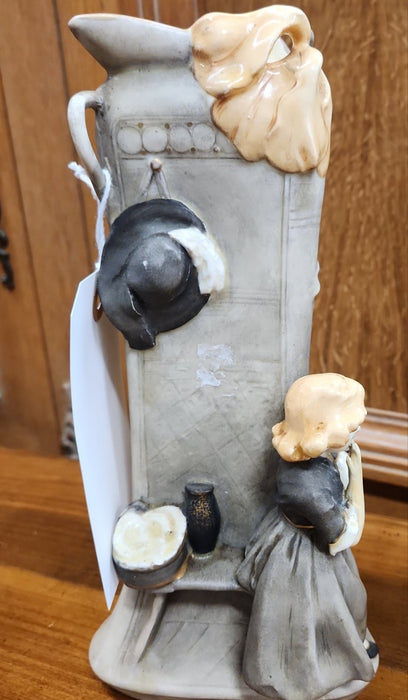ART NOUVEAU GREY VASE WITH GIRL