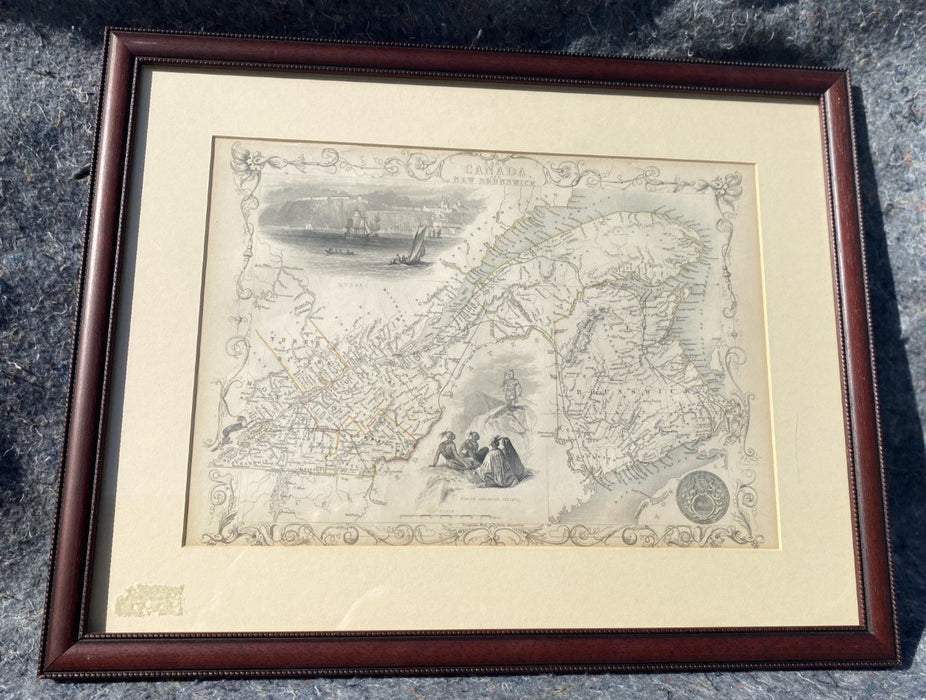 FRAMED ILLUSTRATED MAP OF CANADA AND NEW BRUNSWICK