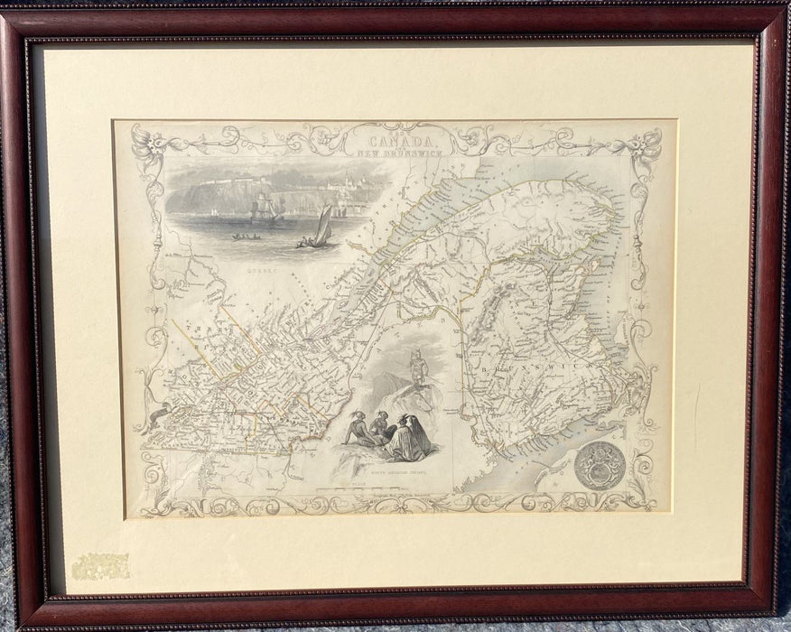 FRAMED ILLUSTRATED MAP OF CANADA AND NEW BRUNSWICK