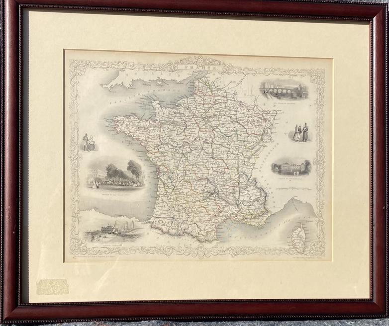 FRAMED ILLUSTRATED MAP OF FRANCE