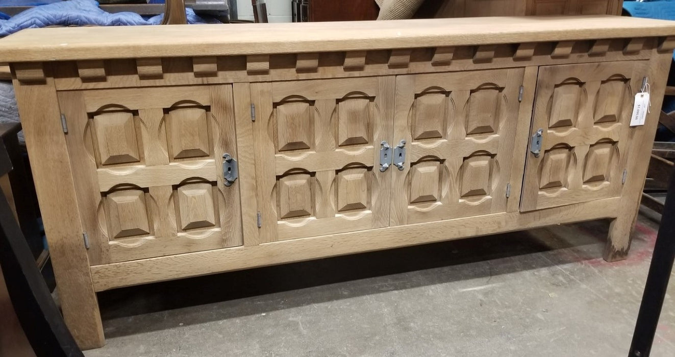 Rustic Oak Sideboard with Geometric Design