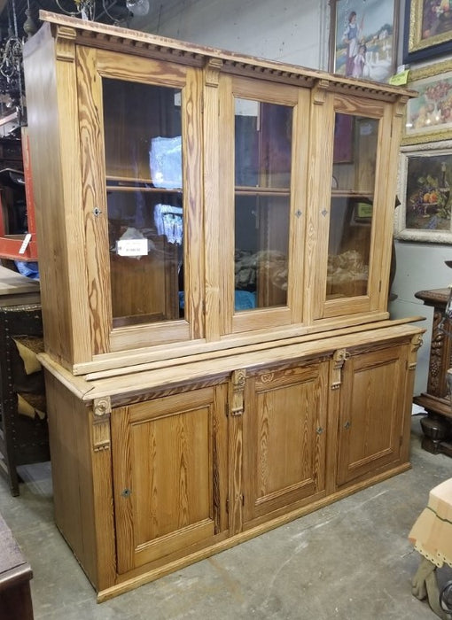 Large waxed pine Stepback Bookcase Display