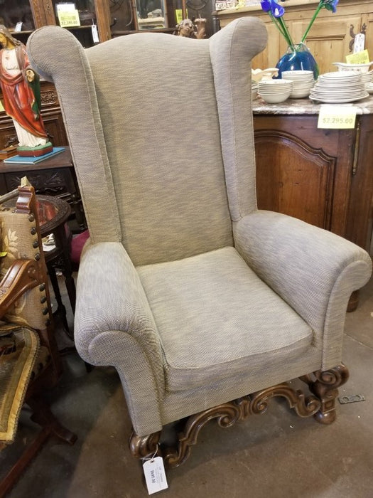 Tall back Upholstered William and Mary style Arm Chair