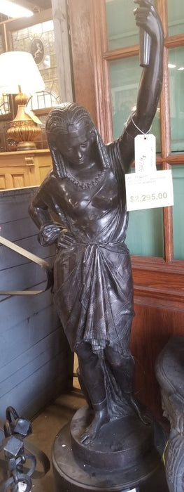 TALL LADY WITH TORCH BRONZE STATUE