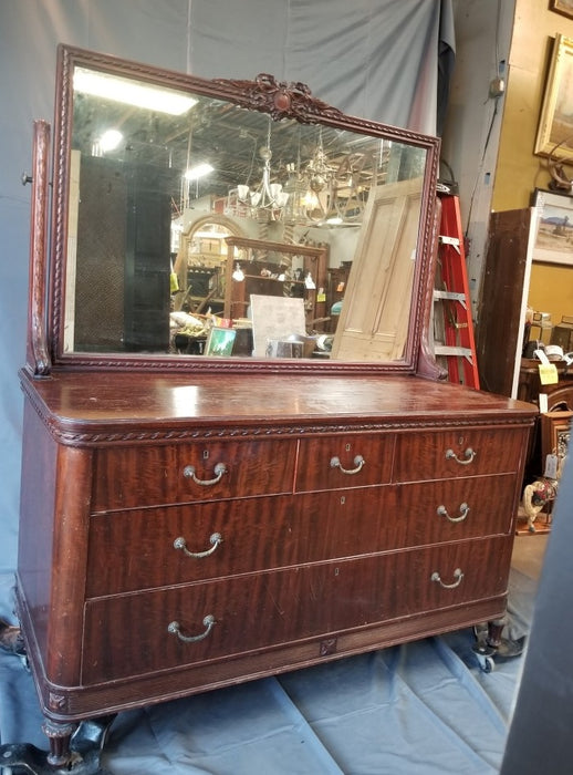 LARGE AMERICAN MAHOGANY DRESSER WITH MIRROR French Style